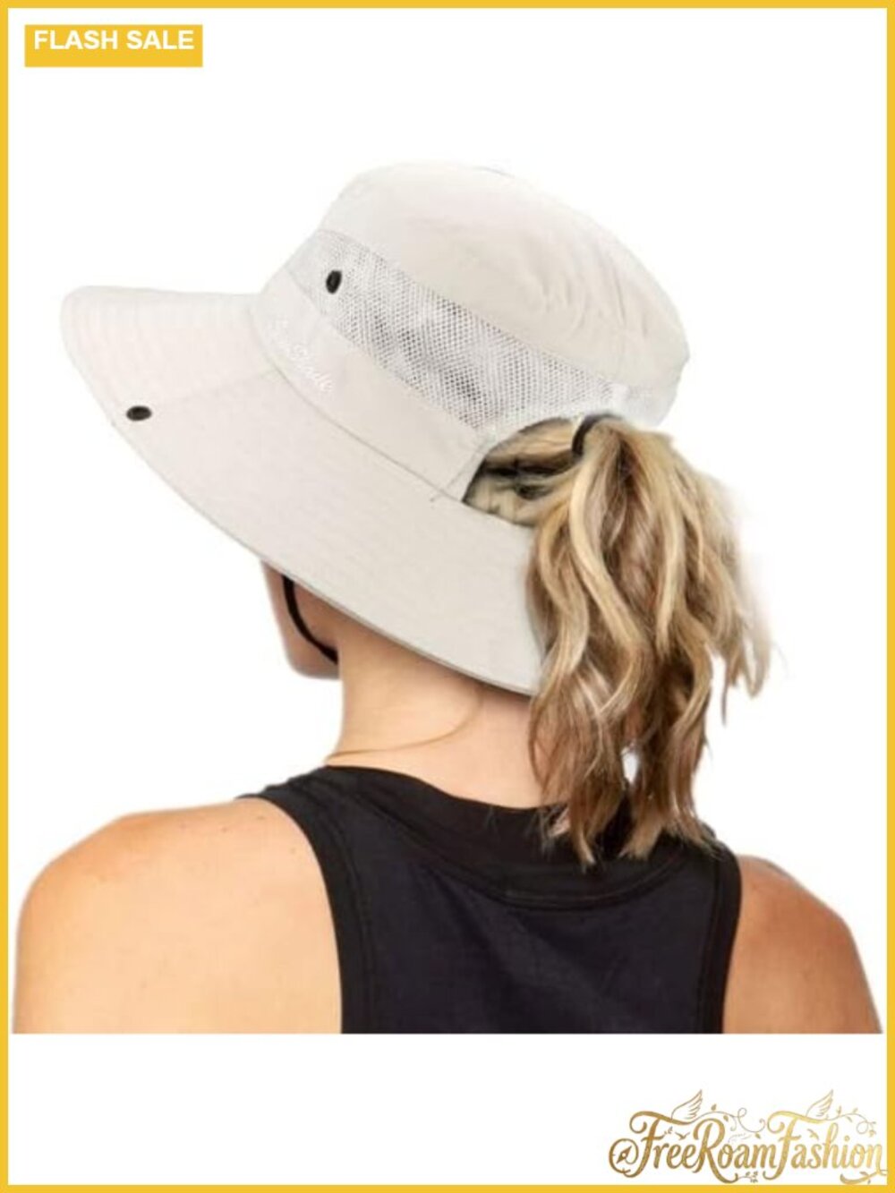 INOGIH Women's Outdoor UV Protection Foldable Sun Hat Wide Brim Ponytail Hole